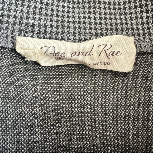 Doe & Rae Gray Houndstooth Mixed Plaid Quarter Zip Pullover Sweatshirt - Picture 5 of 7